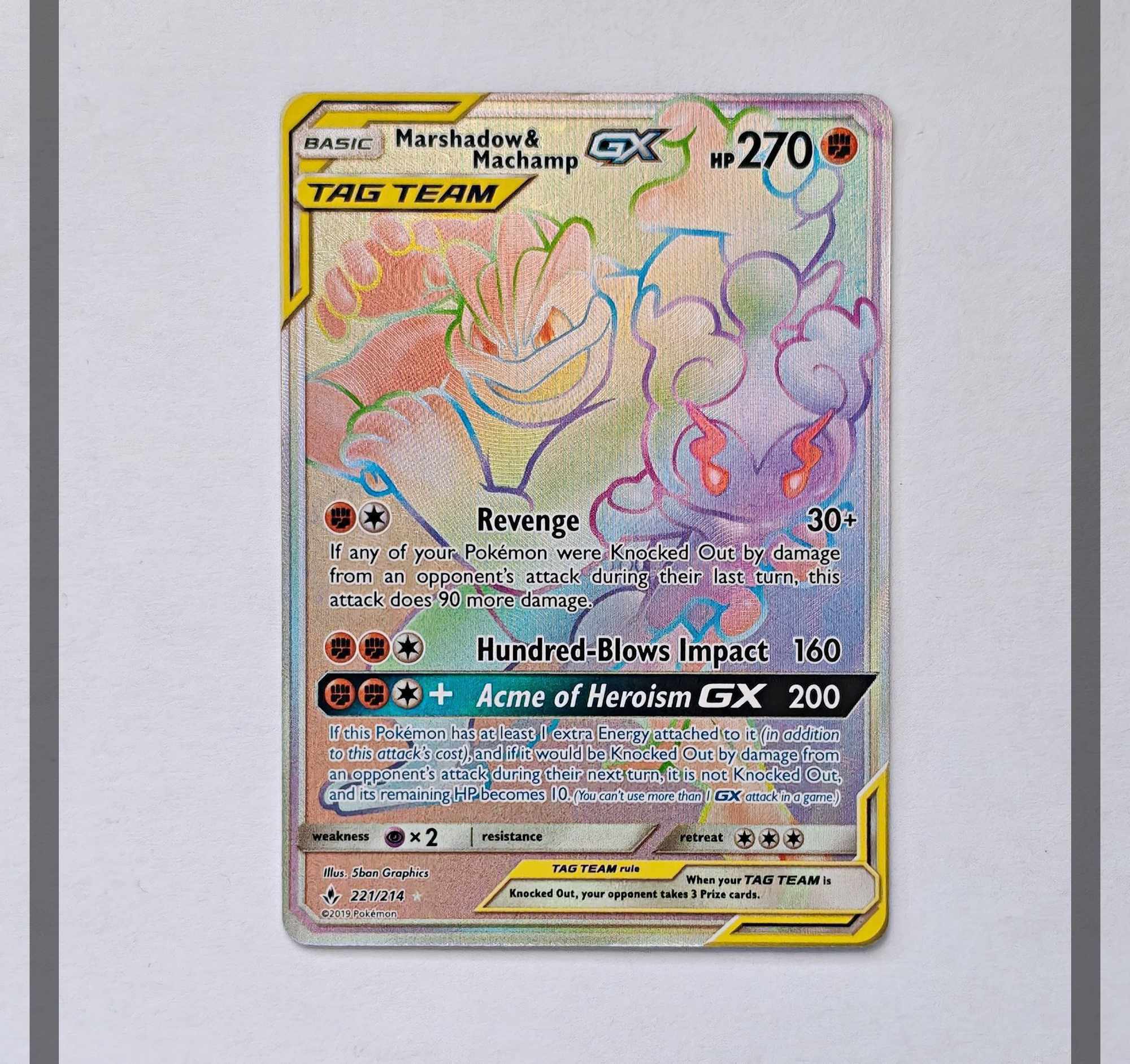 Marshadow & Machamp Gx 221/214 UNB Pokemon ENG-NM